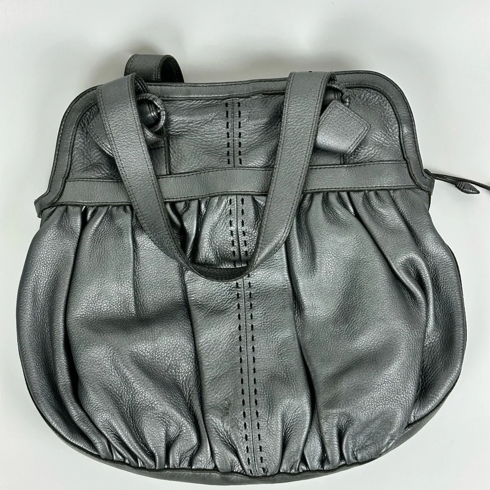 Leather Pleated Hobo Bag